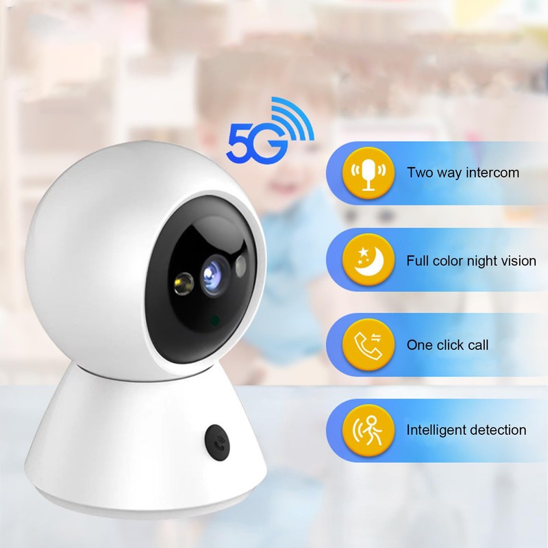 Indoor Security Camera, WiFi Camera with Phone App, 360° Pan