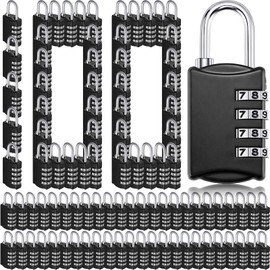 Therwen 100 Pcs 4 Digit Combination Lock Small Combo Locks Keyless Outdoor Waterproof Padlock Luggage Number Locks for Traveling Toolbox Gym Door Locker Suitcases Fence Cabinet, Black