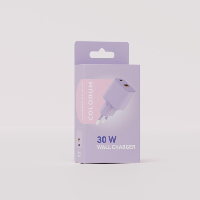 FOREVER Colorum Charger USB-A USB-C 30 W Lavender - Quick