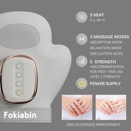 Fokiabin Electric Hand Massager with Heat & Compression 6 Modes & Adjustable for Comfort Battery-Powered Rechargeable Portable Office Trave Use 60ml Aloe Lotion & Compression Gloves