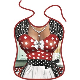 ITATI-Textilien Large Bib for Her = 50s Chef = Great Motif Bib for Adults (BG-44992) Also Suitable as a Gift, colour