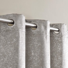 Dainty Home Chic Home Artistic Printed Lurex Foil Heavy Weave Thermal Black Noise Reducing Blackout Window Panel Pair, 76''W x 84''L, Sand, 2 Piece