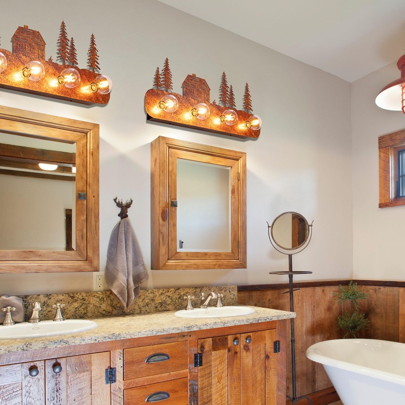 TOCHIC Rustic Vanity Lights Over Mirror 4 Lights Dimmable Cabin