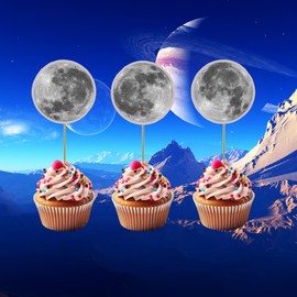 Handmade Full Moon Cupcake Toppers Set - Elevate Your Desserts with Celestial Magic! Perfect for Space-Themed Parties!