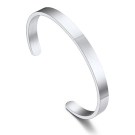 Bandmax Stainless Steel Cuff Bracelets for Men Women High Polished Metal Open Cuff Bangle Bracelet Arm Cuff Adjustable Mens Womens Fashion Jewelry