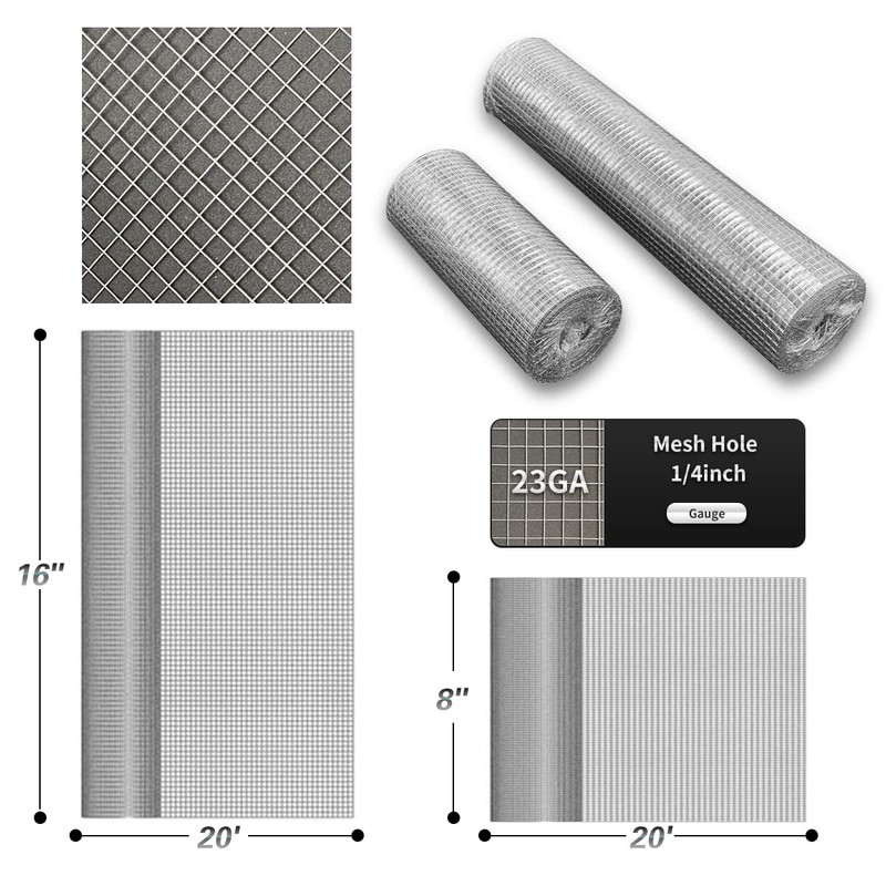 Hardware Cloth 8'' x 20' 1/4 in Galvanized Wire Mesh