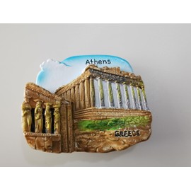 Athens Greece Souvenir Refrigerator Magnet, Parthenon and Caryatids Design, 3D Resin