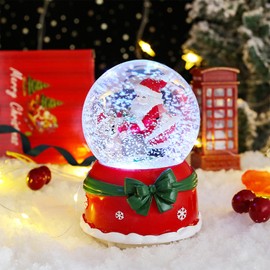 Christmas Musical Snow Globe Light Up Music Box Automatic Snowfall and Colorful Lights Santa Claus Snow Globe Desktop Ornament Christmas New Year Birthday Gift