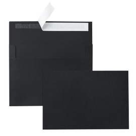 Silunkia 100 Packs Blank Black Greeting Cards and Envelopes 4.25 x 5.5 Heavyweight Flat Cardstock and A2 Envelopes Printable Self Seal for DIY Wedding Invitations, Thanksgiving Card, Birthday Cards