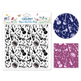 CHGCRAFT Musical Instruments Polymer Clay Texture Sheets Musical Note Silicone Texture Stamp Clay Texture Mat Modeling Pattern Pad Texture Sheets for Jewelry and Clay Earrings Tools, 5.5x5.5 inch