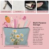 LIANGW Spring Floral Daisy Makeup Bag, Summer Cosmetic Bags for