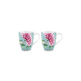 Pip Studio Set of 2 cups blushing birds, blue, 350 ml