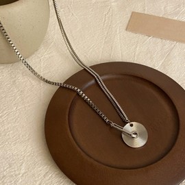 Fivexing Silver Pendant Necklace for Man CD Irregular Y2k Chain Splicing Jewelry Fashion Necklace