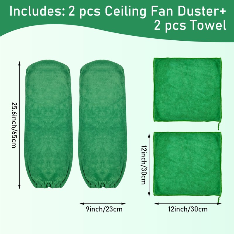 Hlimior 4 PCS Ceiling Fan Duster Kits,100% microfibre fan blade