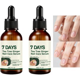 7 Days Tea Tree Ginger Nail Care Serum,Ginger Nail Treatment,Nails Growth and Repair Serum,Toenail Cuticle Care Oil,Moisturizes and Strengthening Care, Improve Cracked Nails (2PCS)