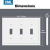 CML 3-Gang Modern Framed Toggle Light Switch Wall Plate, Decorative