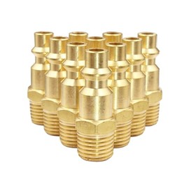 Melprisu Industrial Air Hose Quick Connect Adapter 1/4 Inch NPT Male Brass Air Compressor Fitting 10PCS Male Industrial Air Plug