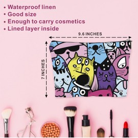 Comics Makeup Bag Gift, Full Print Cats Cosmetic Bag, Cartoon Cat Lover Gifts Toiletry Bag For Girls, Families, Besties, Coworkers, Birthday Gift, Women Accessories - (A027)