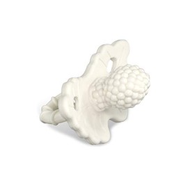 RaZbaby RaZberry Silicone Baby Teether Toy - Berrybumps Soothe Babies Sore Gums - Infant Teething Toy - Hands Free Design - BPA Free - Easy-to-Hold Design - Teething Relief Pacifier - Coconut