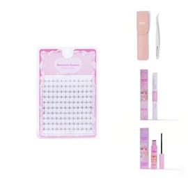 Ninetynine Dreams 120pcs Cat Ear Lower Lashes (6-7mm) Natural Individual Spiky False Eyelash Soft Reusable Bottom Lashes Clusters With Thin Transparent Band (1 Pack + Accessories (Bond & Seal))