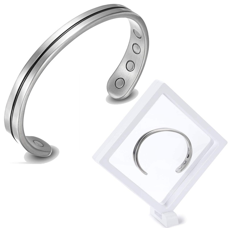 RainSo Mens Womens Sliver Super Light Pure Titanium Magnetic Bracelet