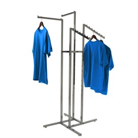 Only Garment Racks - Clothing Rack - Heavy Duty Chrome 4 Way Clothes Rack, Adjustable Height Arms, Perfect for Retail Clothing Store Display - (2) Straight Arms and (2) Slanted Arms