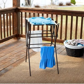 Household Essentials 5175 Collapsible Expandable Metal Clothes Drying Rack, Antique Bronze, STORAGE