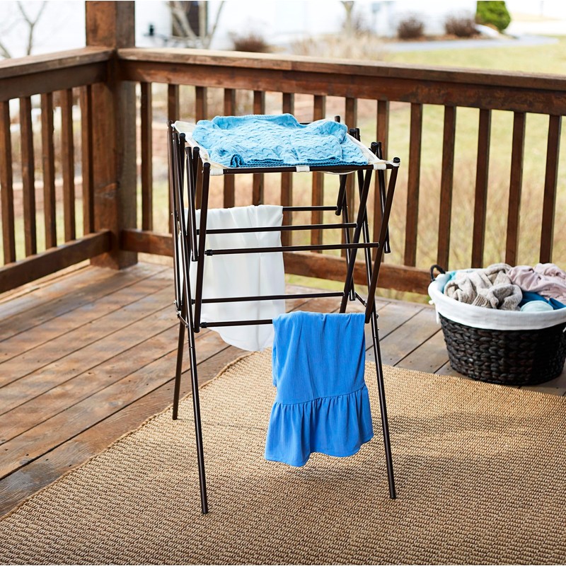 Household Essentials 5175 Collapsible Expandable Metal Clothes Drying Rack, Antique