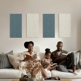 Reverbeon 4PCS Acoustic Panels, 24"x12" Fabric Acoustic Panels for Walls, Self-Adhesive Sound Absorbing Panels for Home, Office, Studios (Slate Navy & Chalk White)