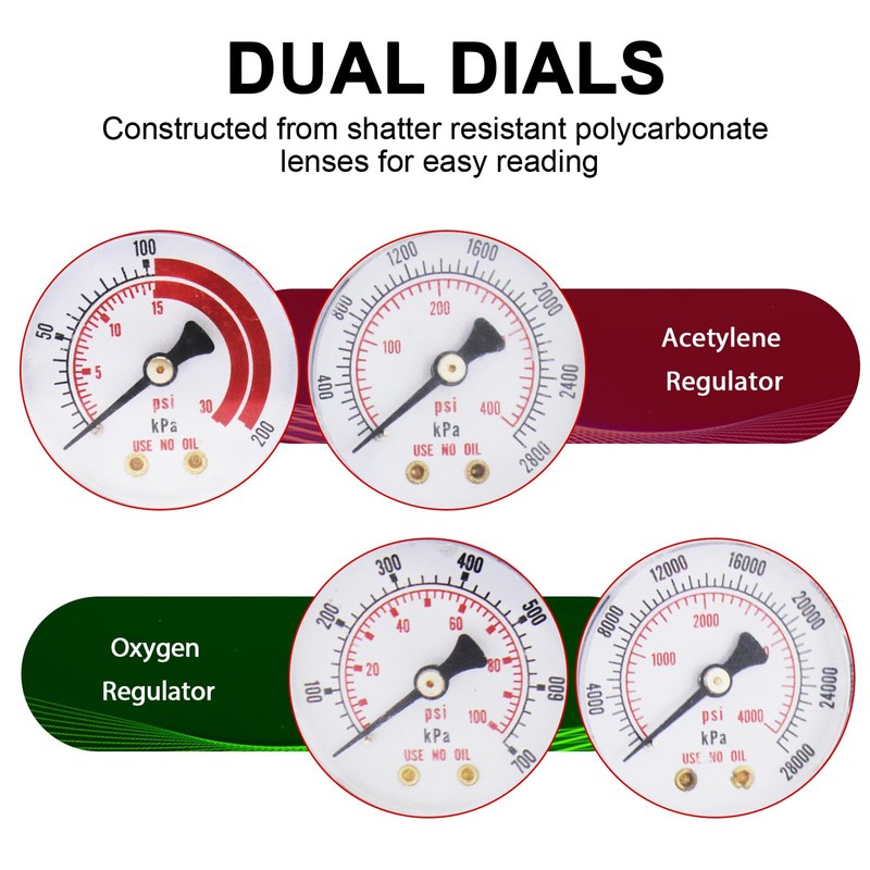 JZWELD Oxygen Acetylene Regulator Set, Welding Cutting Torch Regulators Oxygen