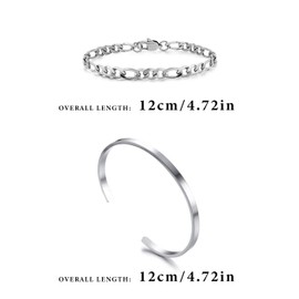 IUDWCG 7 Pieces Chain Bracelets for Women 14 Carat Silver Bracelet Women's Twist Chain Bracelets Adjustable Fashion Jewellery Bracelet Set Silver Bracelets for Women Girls, Stainless Steel