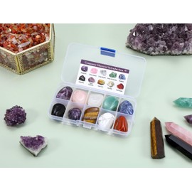 CrystalTears 10pcs Healing Crystals Gemstones Natural Tumble Polished Stones Chakra Quartz Crystal Stones Crystal Gift for Reiki Meditation Home Decor Christmas