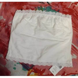 HANKY PANKY NEW HANKY PANKY 897102 WHITE LACE TRIMMED SHELF BRA COTTON BANDEAU TOP S