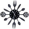 Black Kitchen Wall Clock Removable Modern Cutlery Kitchen Spoon Fork