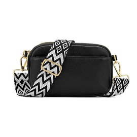 FuninCrea Women's Shoulder Bag Crossbody Bag 3 Pockets Shoulder Bag Women's Shoulder Bag Women's Leather Bag Women's Shoulder Bag with Removable and Adjustable Shoulder Straps, black