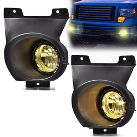 PIT66 Front Bumper Fog Light, Compatible with 2011-2014 Ford F150 Front Bumper Driving Fog Lights Lamps W/Bulbs Yellow Lens Fog Lamp Accessories faros antiniebla