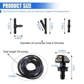 ZIMISI Car Front Windshield Washer Nozzles, Double-Hole Auto Wiper Water Sprayers with Hose and Connectors, Adjustable Nozzle Washer Kit for Most Vehicles (9PCS)