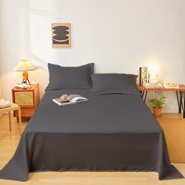 WYFKYMXX Waterproof Bed Sheet - Cotton Breathable Flat Bed Sheets Ideal for Hotels and Hospitals for Bed Couch Machine Washable (Dark Gray,Full/Queen-235 x 250 cm)