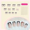 QEYRIYI Black French Tip Press on Nails Short Square Fake