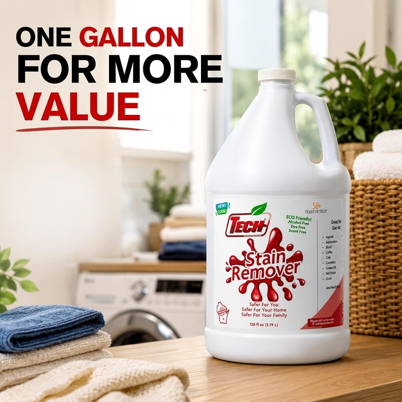 TECH Multi-Purpose Stain Remover, 128 oz, For Carpet, Clothes, Upholstery,