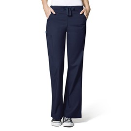 WonderWink Women's WonderFLEX Grace Flare Leg Cargo Pant (Navy, Small Petite)