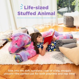 Best Choice Products 52in Kids Extra Large Plush Unicorn, Life-Size Stuffed Animal Toy w/Rainbow Details - Tie-Dye Faux Fur