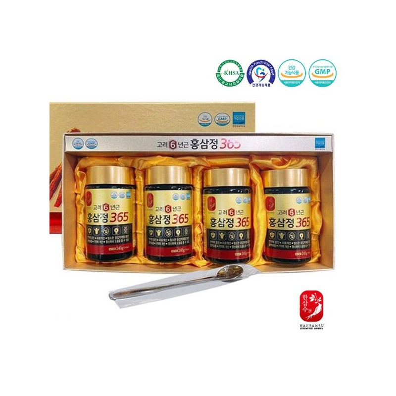 고려 6년근 홍삼농축액 진세노사이드 240g x 4병 Korean 6-Year-Old Red