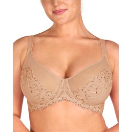 HSIA Minimizer Bras for Women, Embroidered Full Coverage Bra Unlined Bras with Underwire for Heavy Breasts, Warm Beige 34DDD