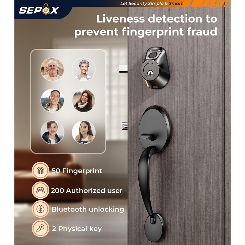 SEPOX® 2PC Set Smart Deadbolt Lock - 5-in-1 Keyless Entry
