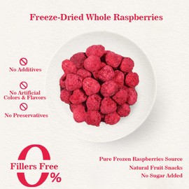 Fraunitsh Freeze-Dried Raspberries 1.4oz | Natural Raspberries | Crunchy Raspberry Fruit Snacks | No Sugar & No Additives | Whole Raspberries for Yogurt, Oatmeal, Smoothies, Baked Goods (1.4oz/ 40g)