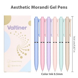 Valtiner 6Pcs Retractable Colored Gel Ink Pens, 0.5 mm Fine Point ST Pen Tip Pastel Ink, Quick Dry and Smooth Writing for Journaling Note Taking School Office (Retractable Colored Ink)