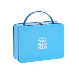 Plus-Plus 9607002 Geniales Konstruktionsspielzeug, Basic, Bausteine-Set in praktischer Metall-Box mit Henkel, 600 Teile, bunt