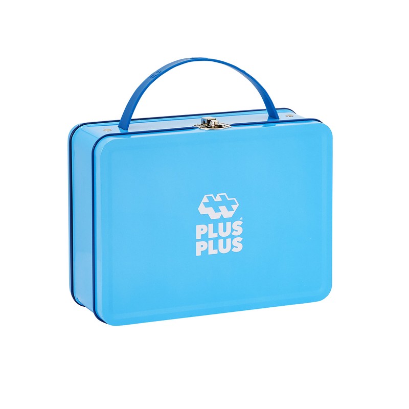 Plus-Plus 9607002 Geniales Konstruktionsspielzeug, Basic, Bausteine-Set in praktischer Metall-Box mit