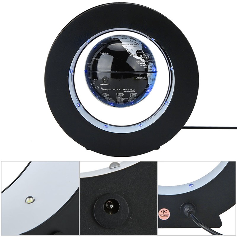 Electronic Magnetic Levitation Floating Globe with LED Light Home Display(Silver